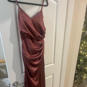 Bridesmaids dress from Revelry in color cinnamon rose